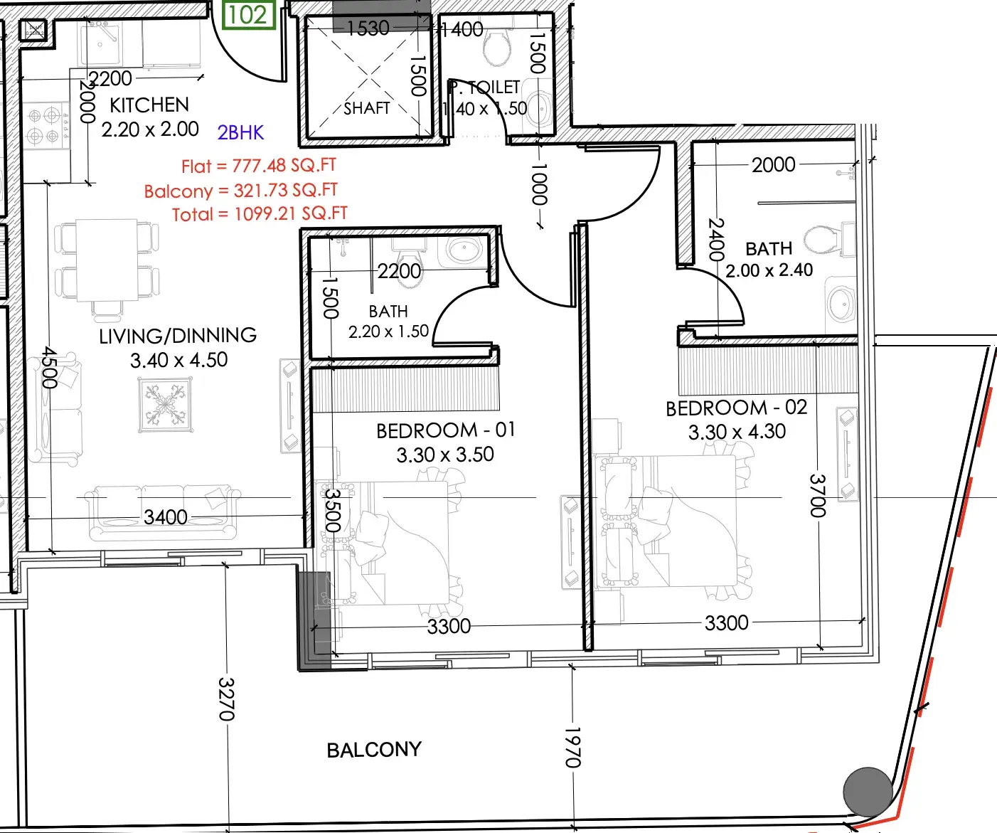 2 Bedrooms apartments - Terra Tower