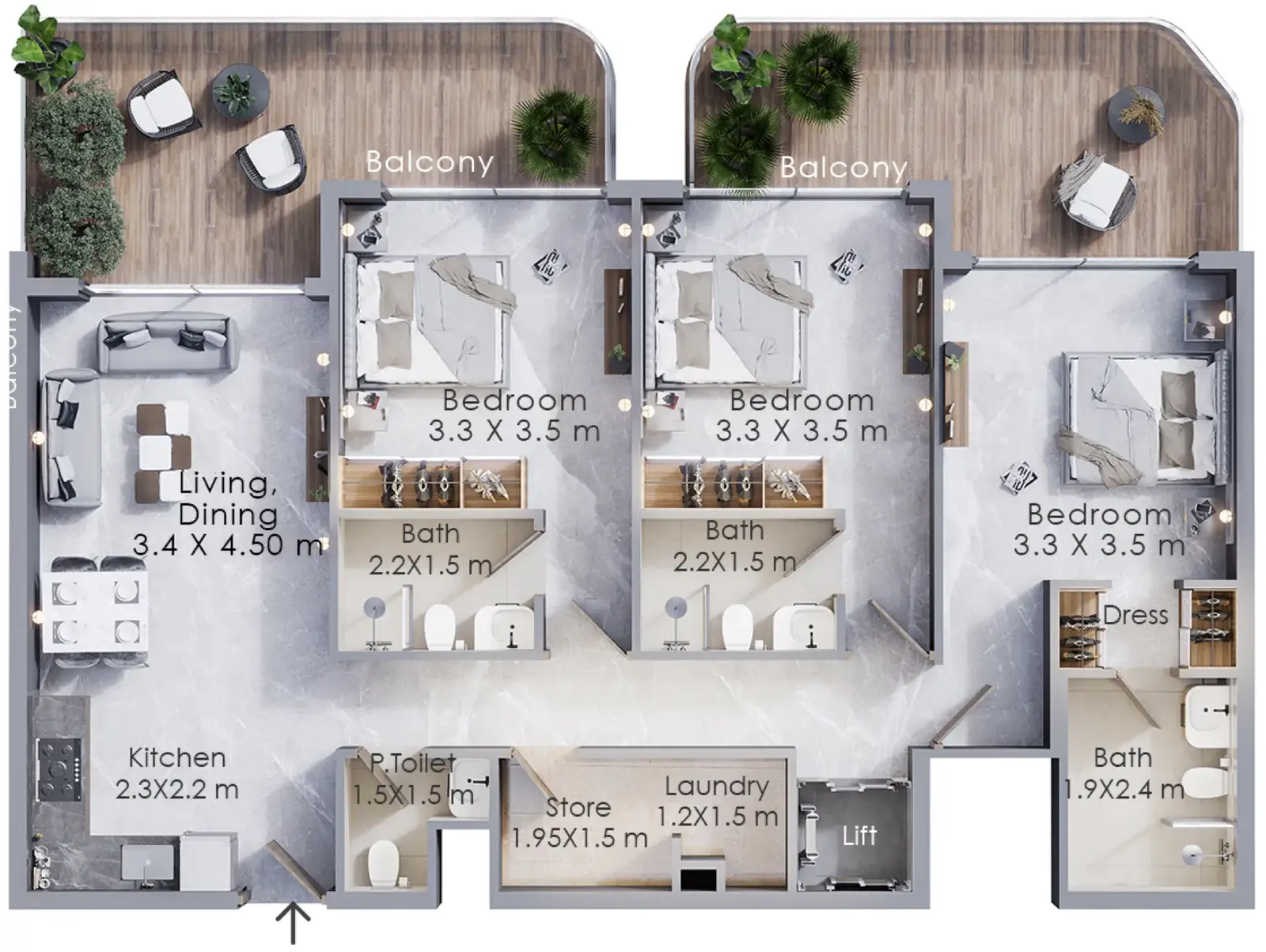 3 Bedrooms duplex - Terra Tower