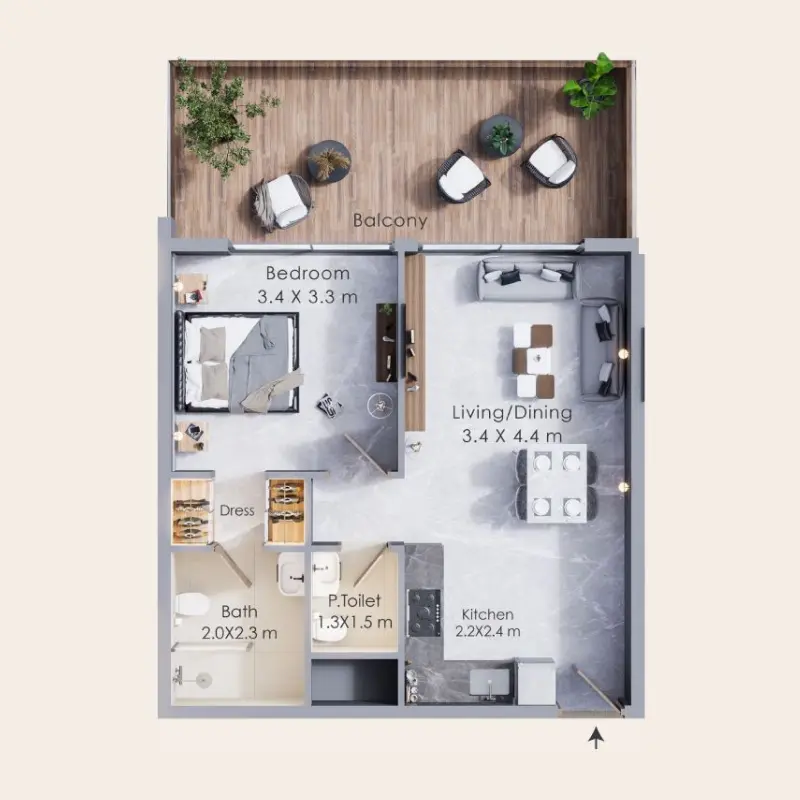 1 bedroom