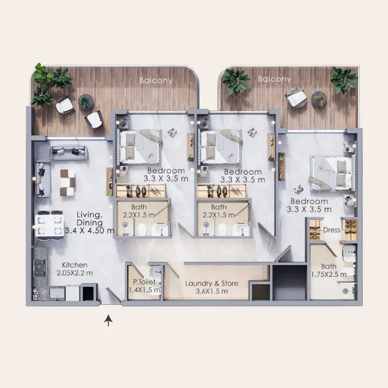3 bedroom