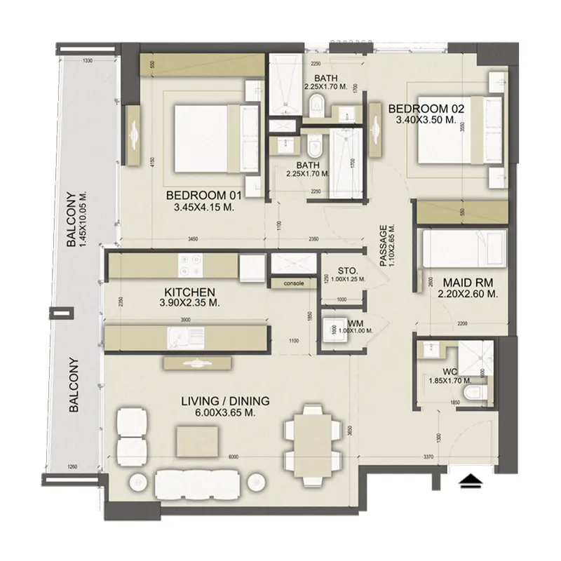 2 bedroom Apartments -  Dalmore Tower