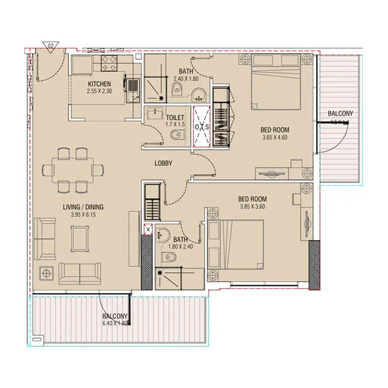 2 bedroom Apartments -  Al Waleed W.S 1