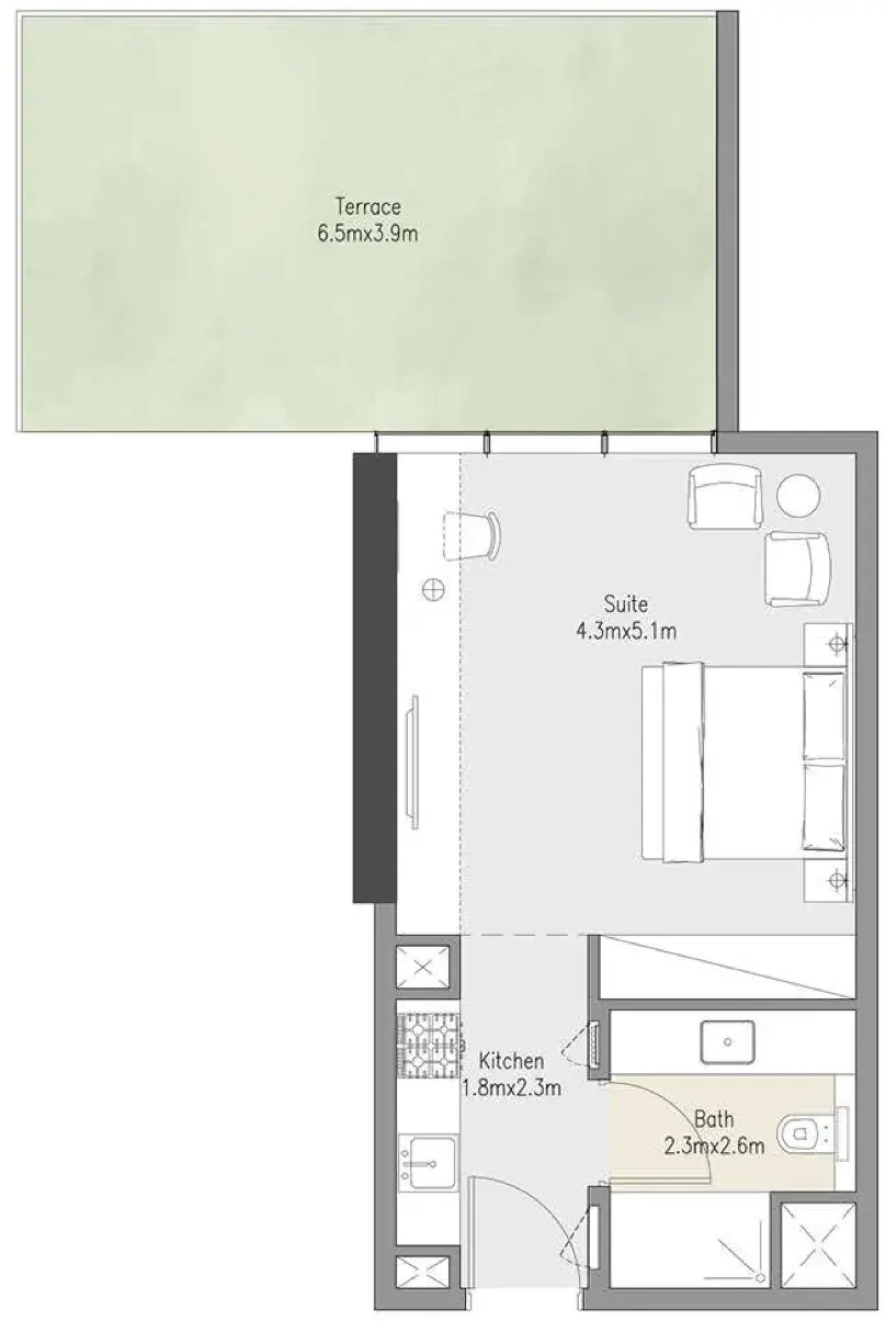 Studio apartments - Zenith Residences