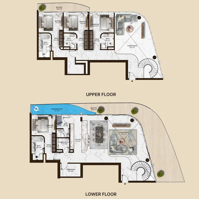 4.5 bedrooms penthouse - Saas Hills