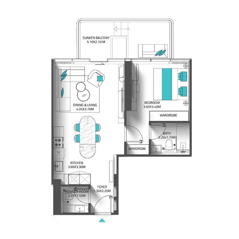 1 bedroom Apartments -  Reef 998
