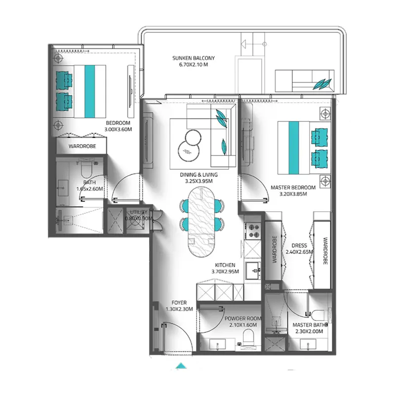 2 bedroom Apartments -  Reef 998