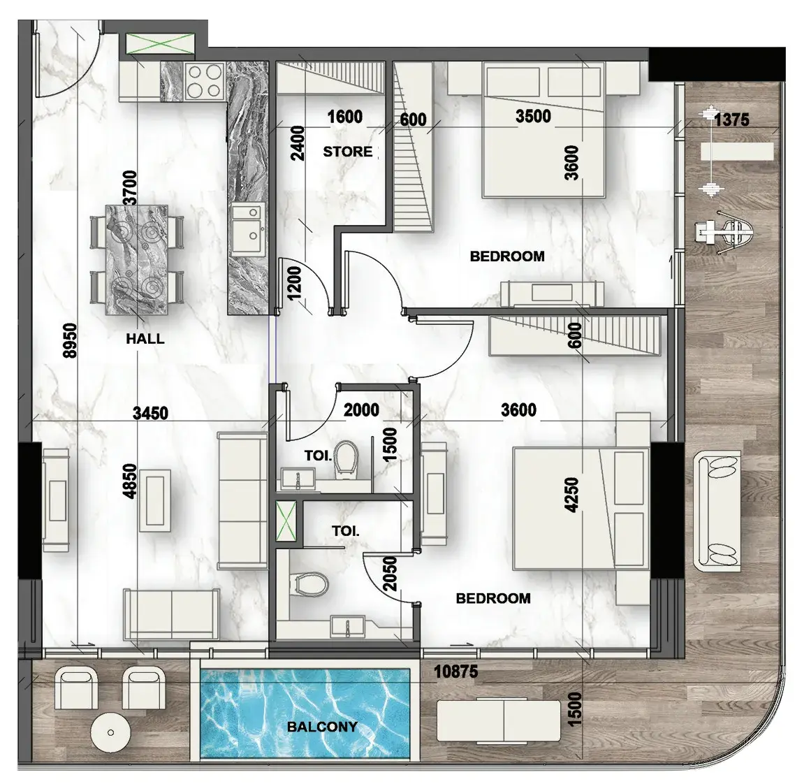 2 Bedrooms apartments - Peace Lagoons