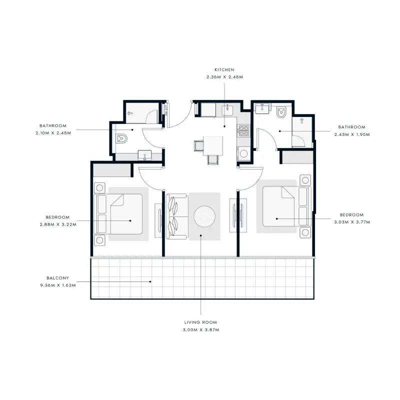 2 bedroom