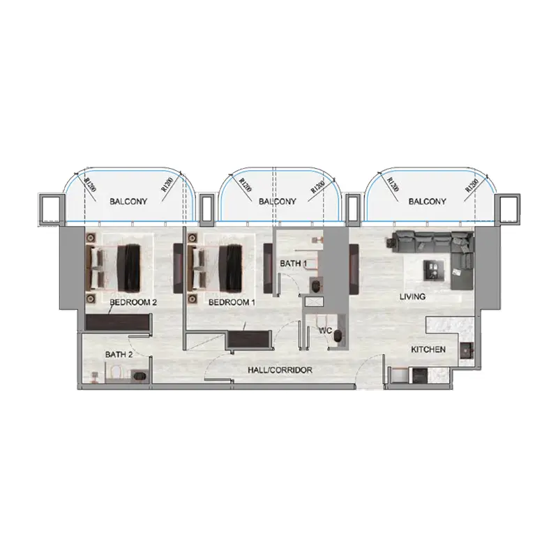 2 bedroom Apartments -  Ananda Residences