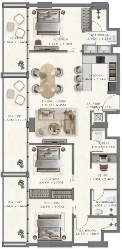 3 Bedrooms apartments - Taiyo Residences