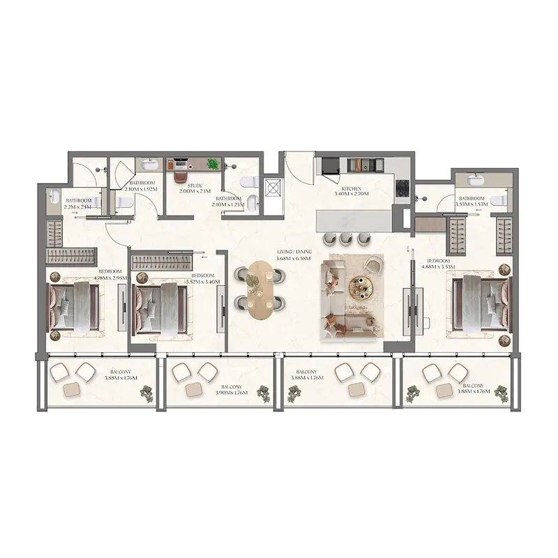 3 bedroom Apartments -  Taiyo Residences