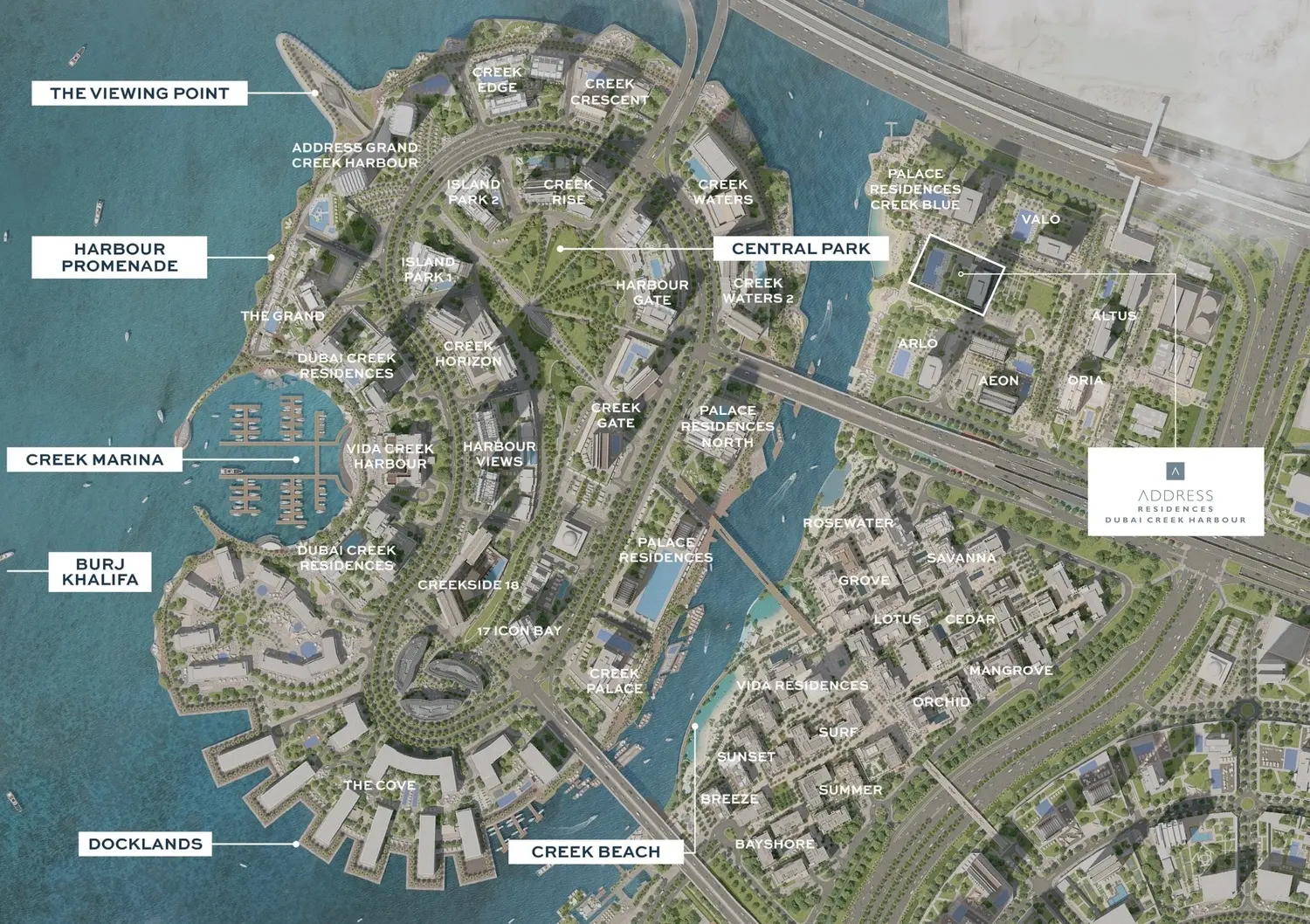 Address Residences Dubai Creek Harbour master plan