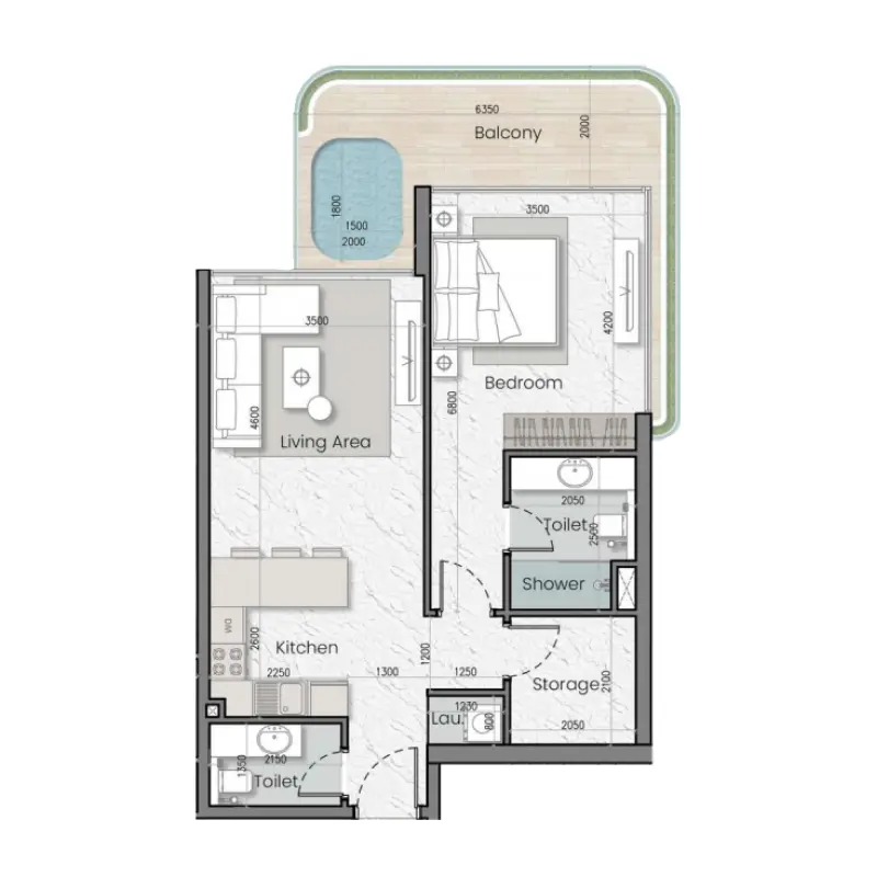 1,5 bedroom