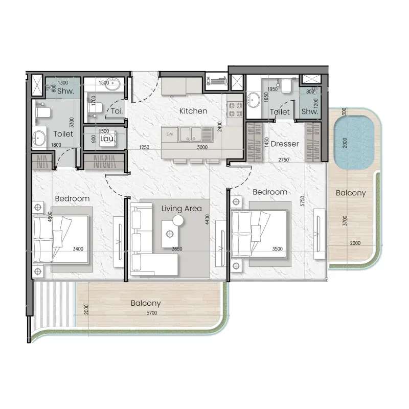 2 bedroom