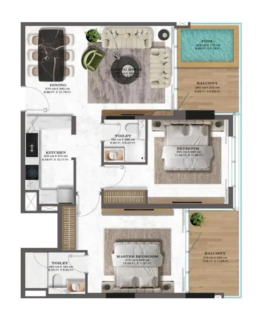 2 Bedrooms apartments - Lazord by Lapis Phases 1 and 2