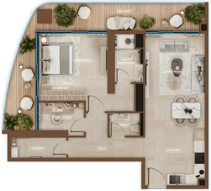 1.5 bedrooms apartments - Sky Hills Astra