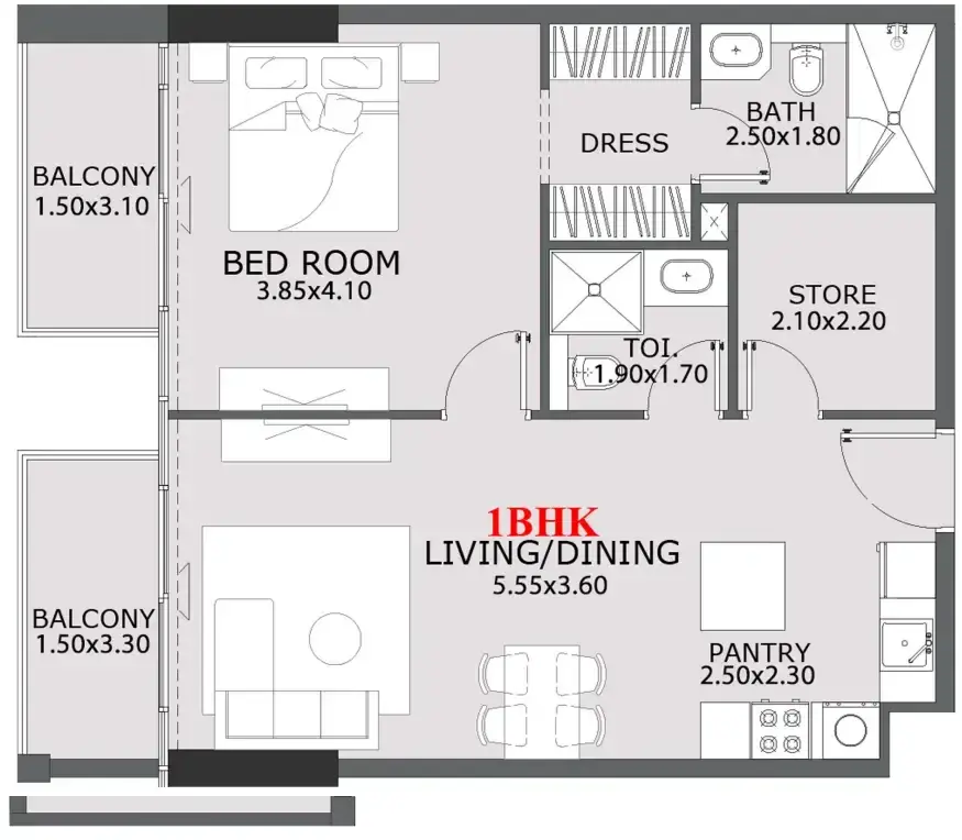 1.5 bedrooms apartments - Provenza Residences