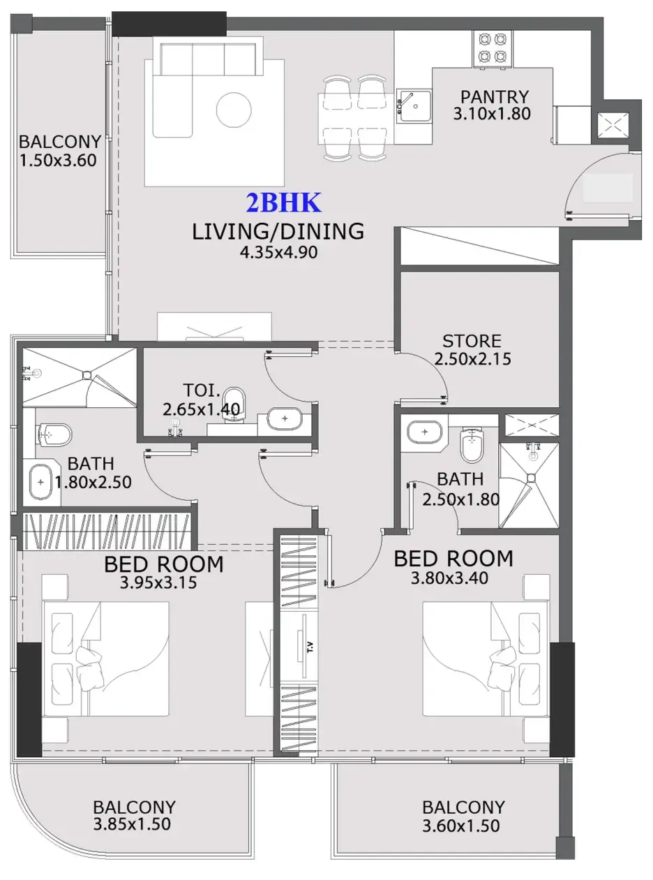 2.5 bedrooms apartments - Provenza Residences