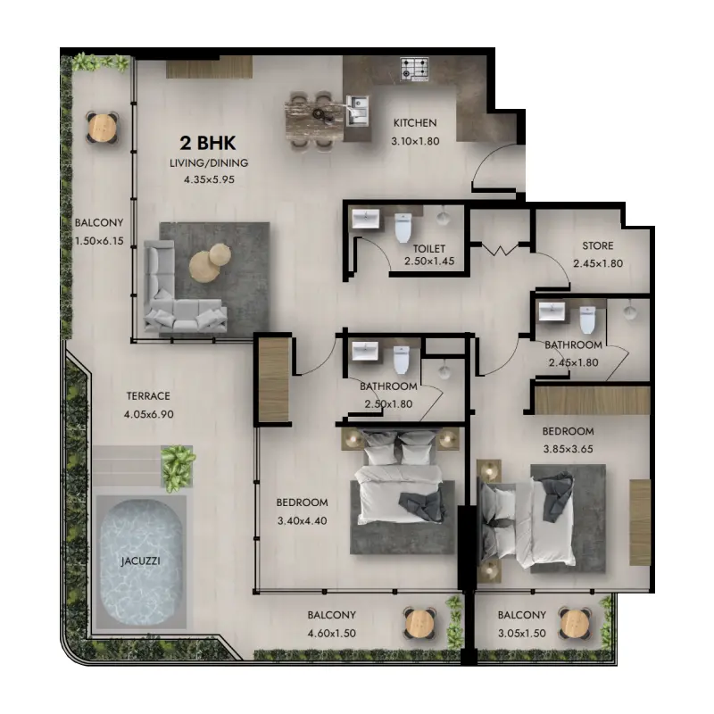 2 bedroom + pool Apartments -  Provenza Residences
