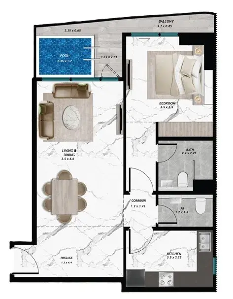 1 Bedroom apartments - Samana Barari Views 2