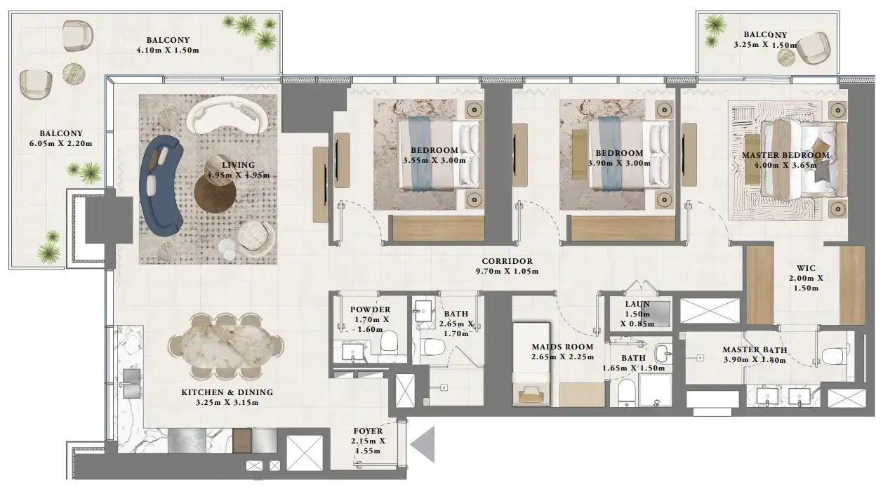 3 Bedrooms apartments - Altan