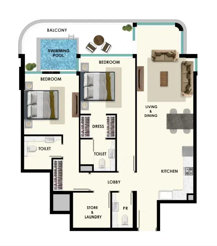 2 Bedrooms apartments - Rome by Samana Developers