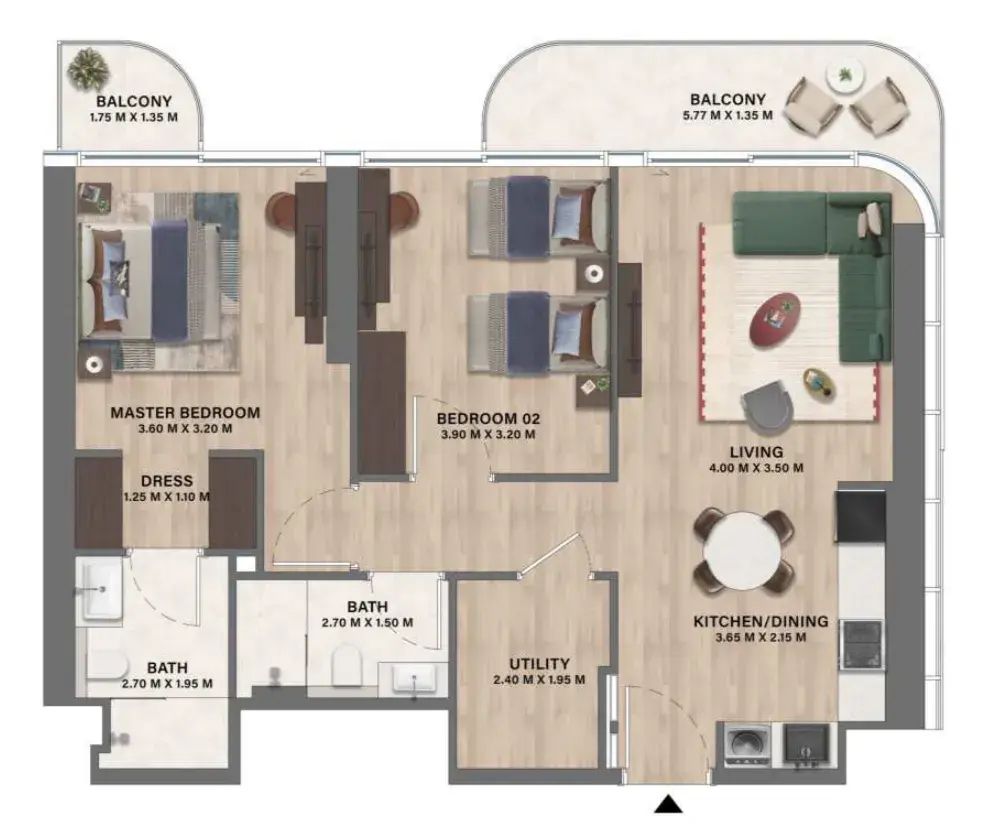 2 Bedrooms apartments - Velos Residence