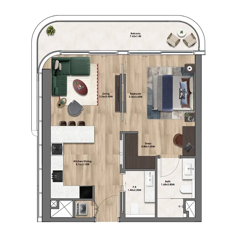 1 bedroom Apartments -  Velos Residence
