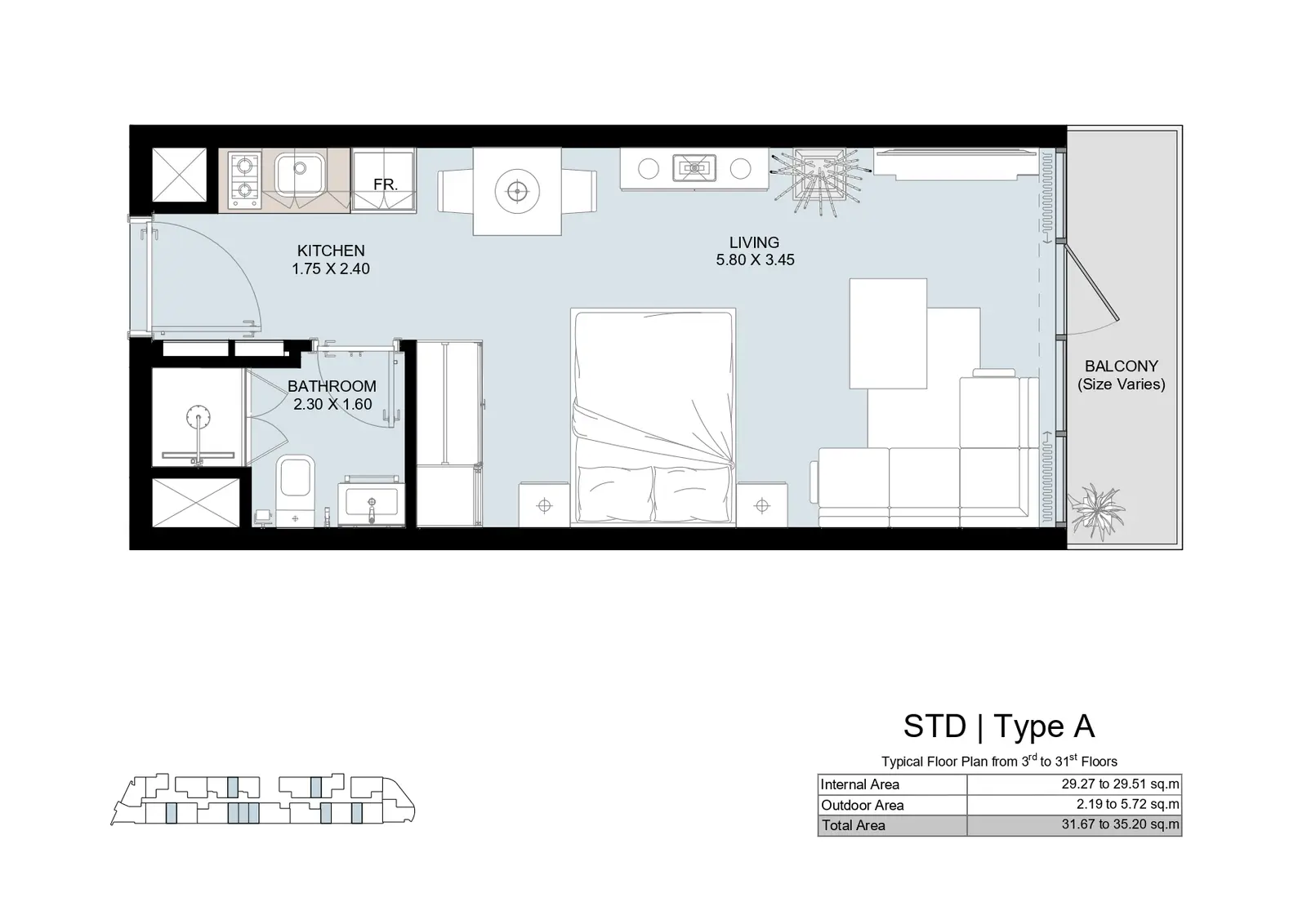 Studio Apartment floor plan