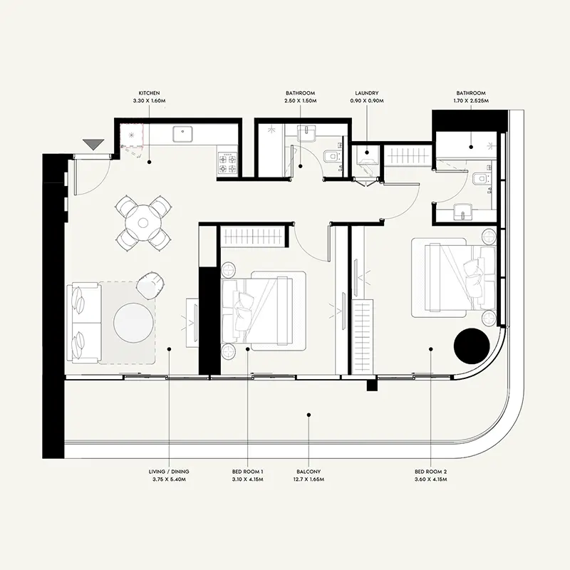 2 bedroom Apartments -  Azizi Milan