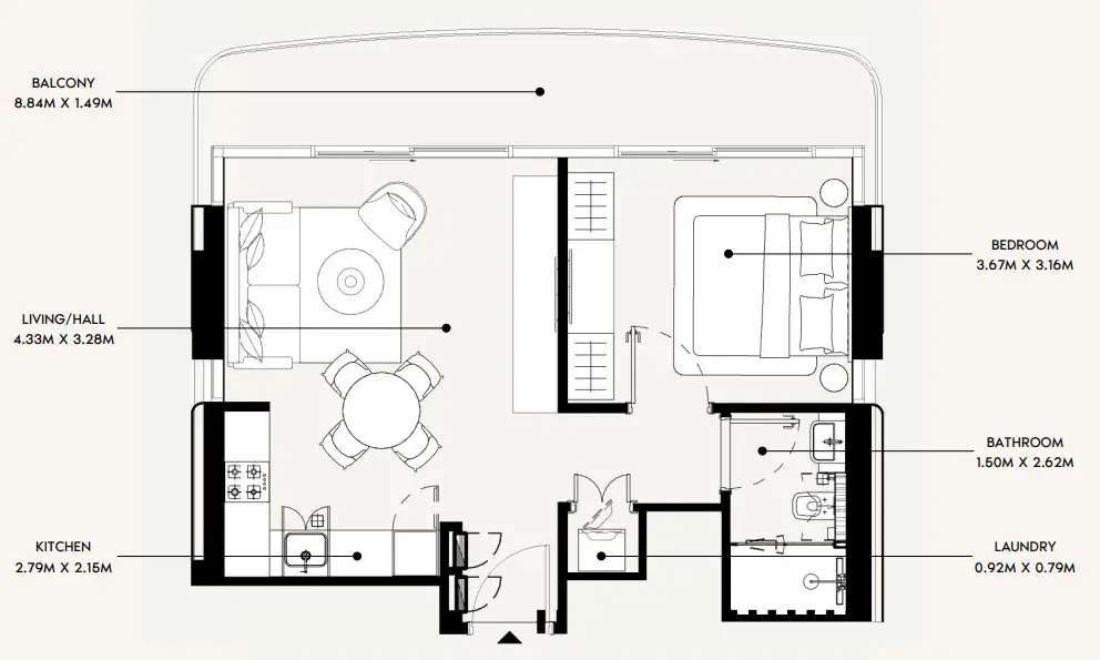 1 Bedroom apartments - Azizi David