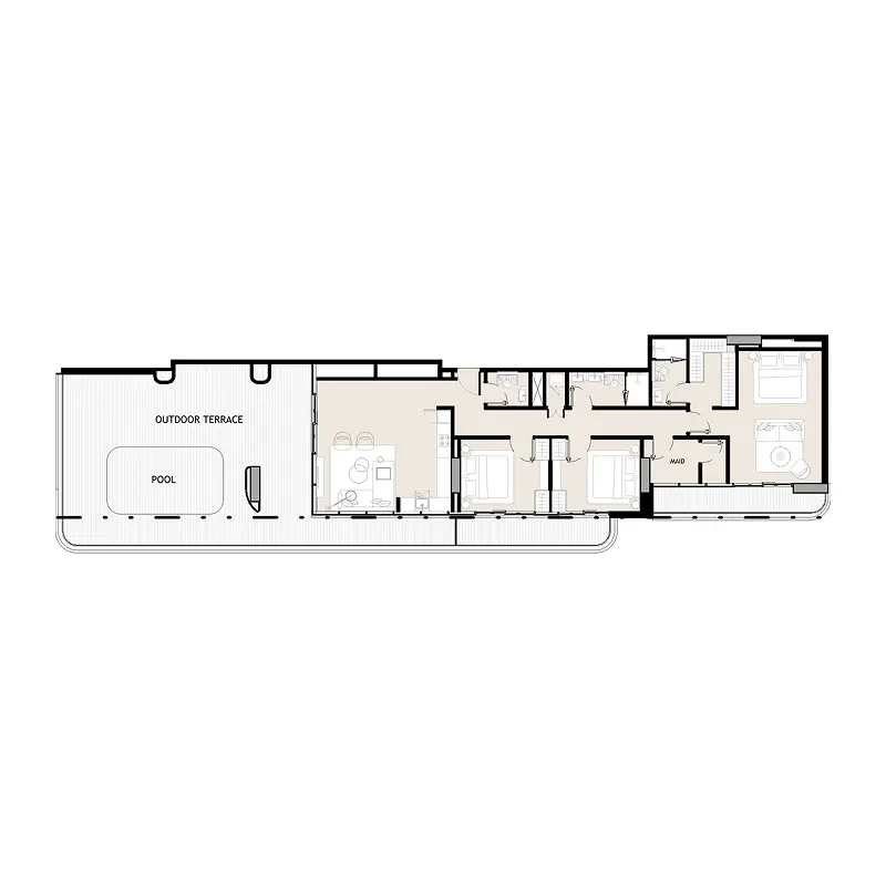 3 bedroom + pool Penthouse -  Azizi David