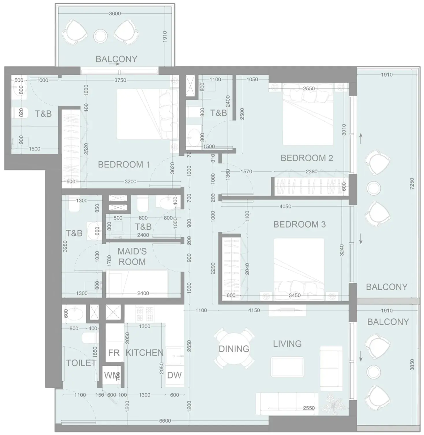 3 Bedrooms apartments - LUM1NAR