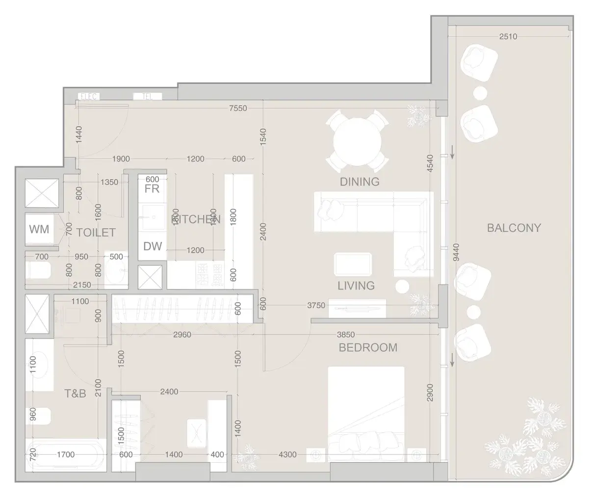 1 Bedroom apartments - EVERGR1N House