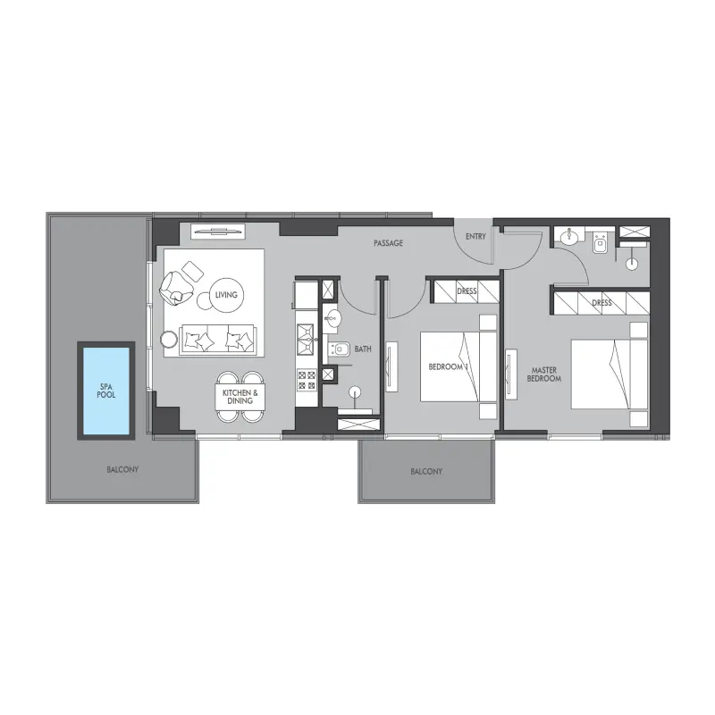 2 bedroom + pool
