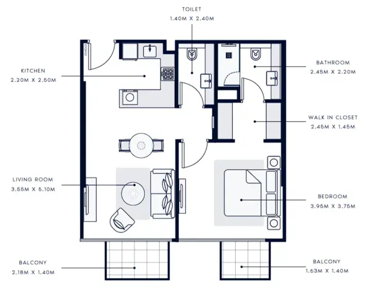 1 Bedroom apartments - Azizi Grand 