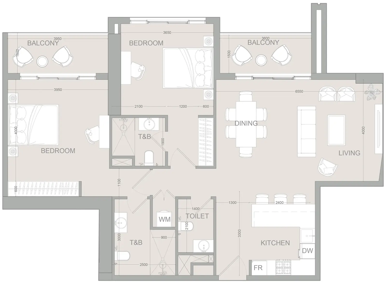 2 Bedrooms apartments - AUREL1A Residence
