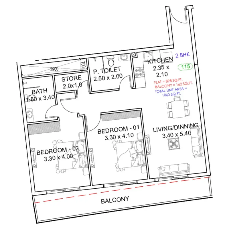 2 Bedrooms apartments - Astra South