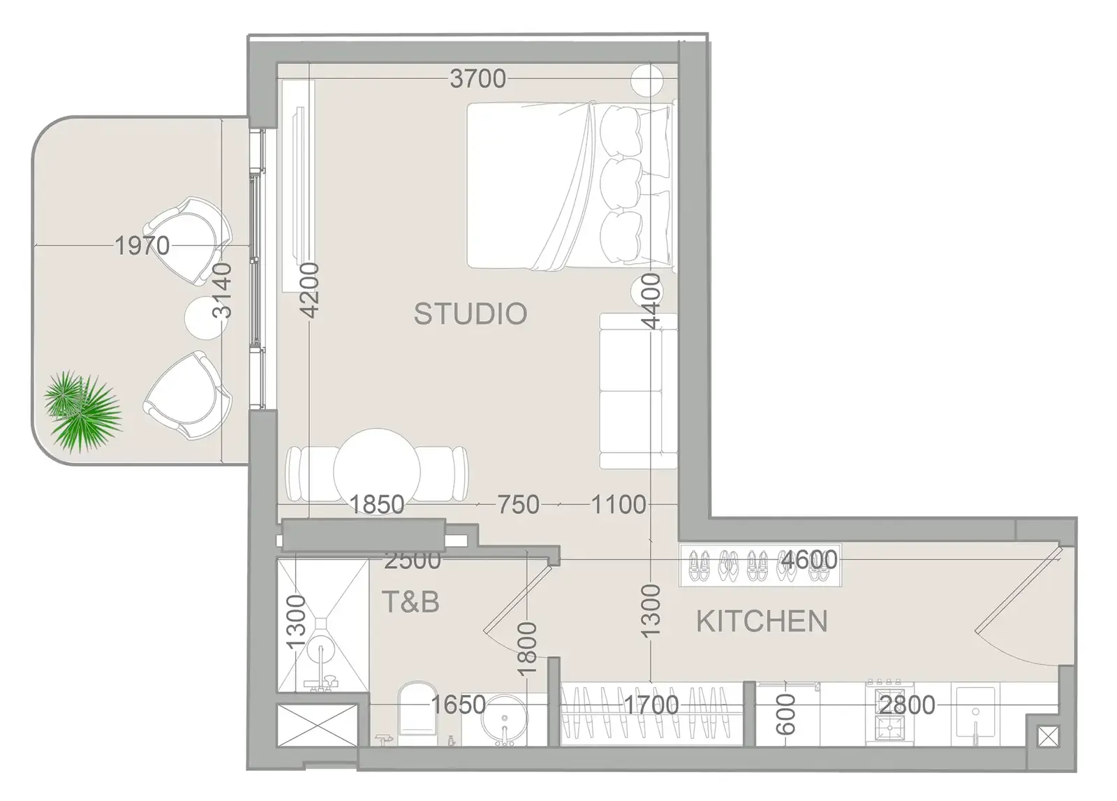 Studio apartments - TETR1S Tower