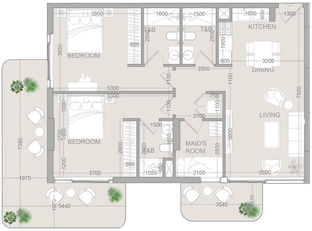 2 Bedrooms apartments - TETR1S Tower