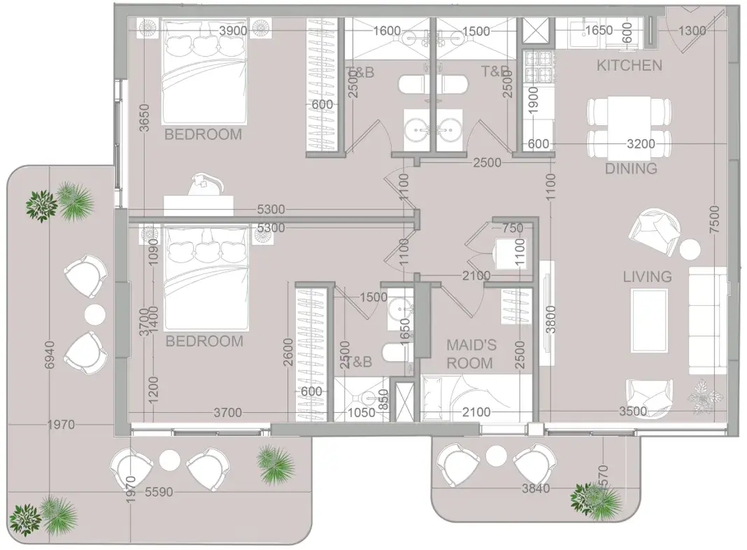 2.5 bedrooms apartments - TETR1S Tower