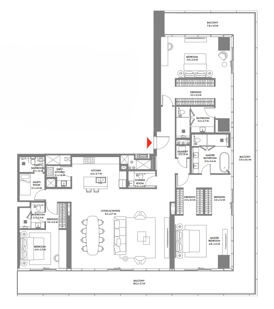 3 Bedrooms apartments - W The Residences by Arada