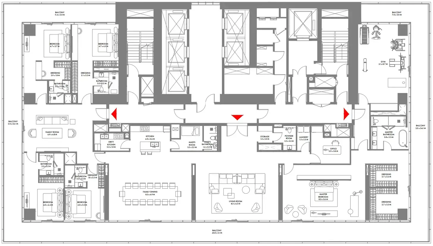 5 Bedrooms penthouse - W The Residences by Arada