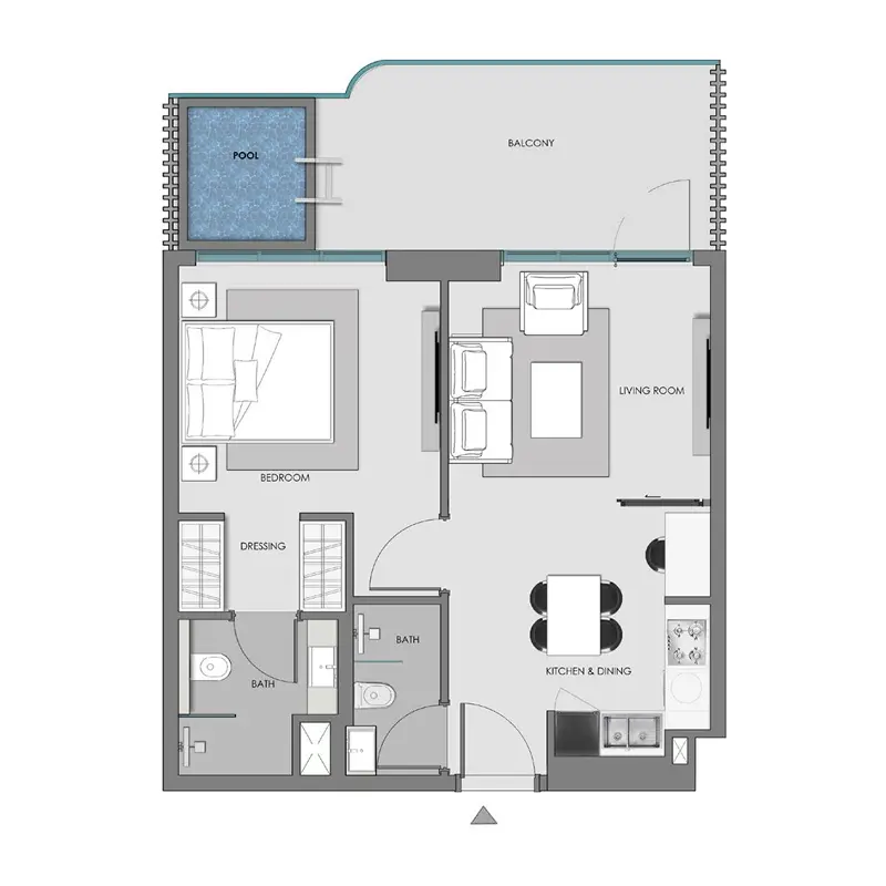 1 bedroom + pool Apartments -  Samana Imperial Garden