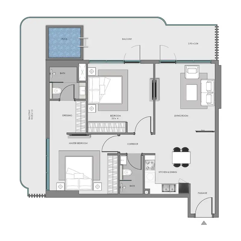 2 bedroom + pool Apartments -  Samana Imperial Garden