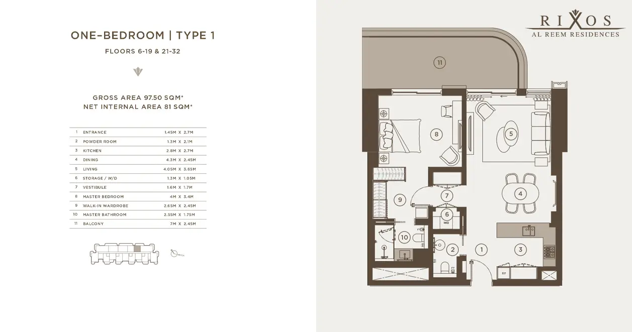 One Bedroom Apartment floor plan