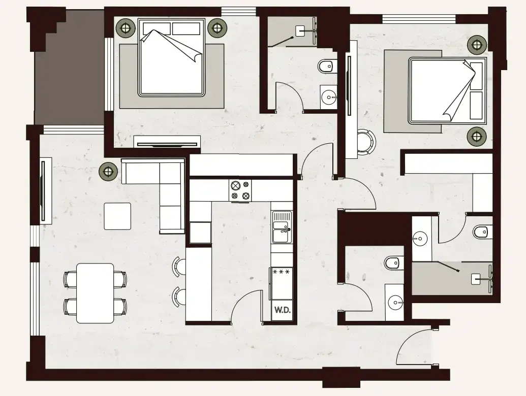 2 Bedrooms apartments - Aria Heights