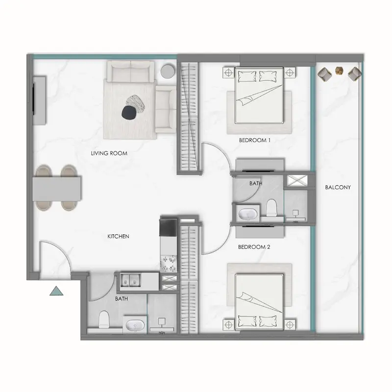 2 bedroom Apartments -  Samana Hills South