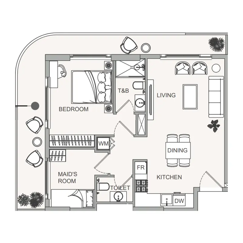 1,5 bedroom
