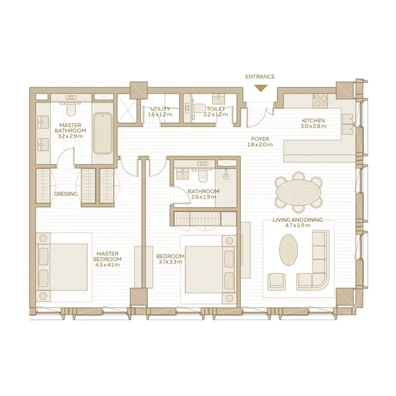 2 bedroom Apartments -  Al Waha 2